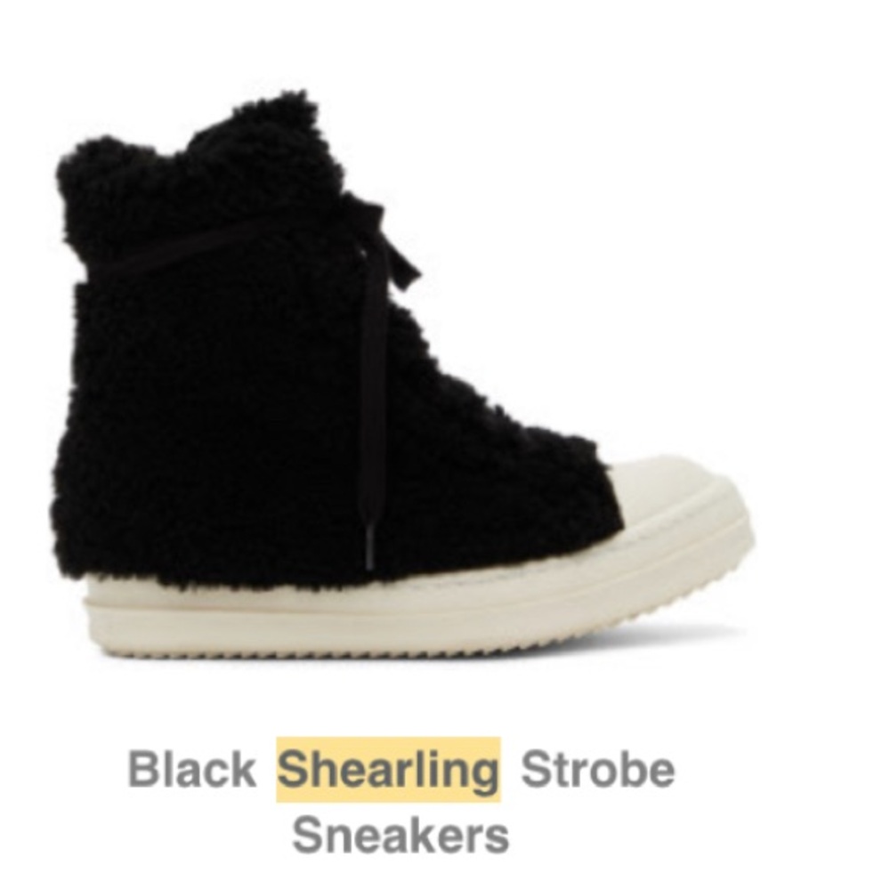 RICK OWENS Shearling Black Strobe Sneakers - 45 (12)